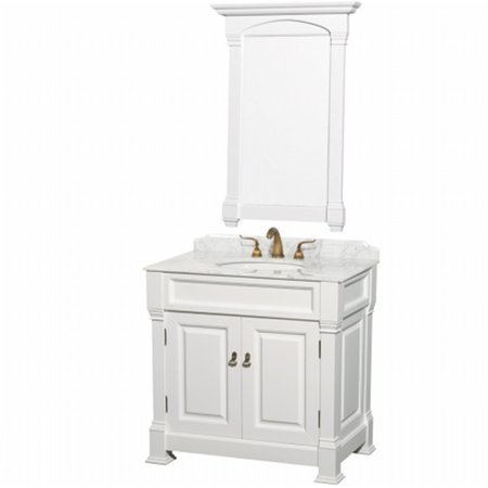 WYNDHAM COLLECTION Wyndham Collection WCVTS36WHCW Andover White with with White Carrera Marble Top with White Undermount Sink WCVTS36WHCW